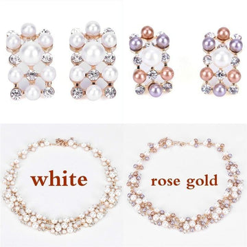 Simple Imitation Pearl Elegant Bridal Jewellery Crystal Jewellery Set - The Jewellery Supermarket